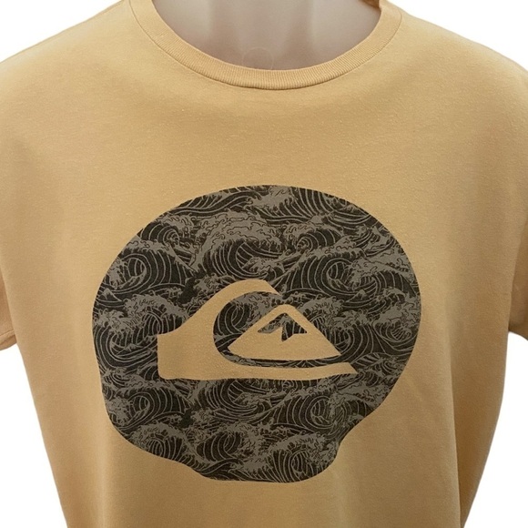 QUIKSILVER Yellow Logo Tee Shirt Men M Medium Regular Fit - Picture 2 of 6
